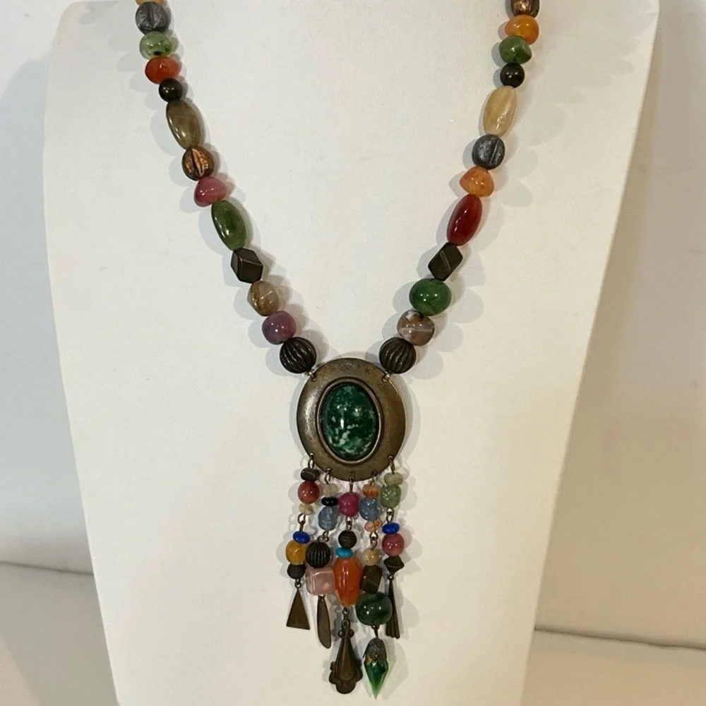 Vintage early‎ 1900s beaded pendant Necklace 18
